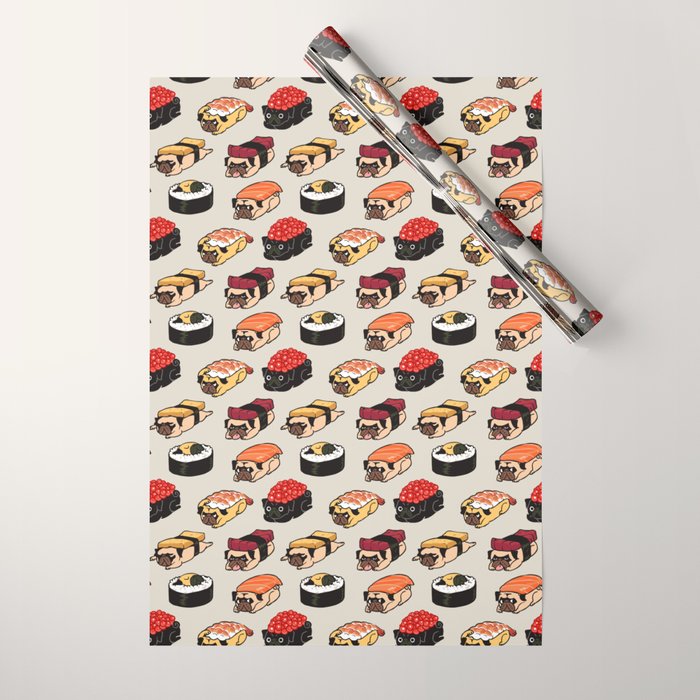 Sushi Pug Wrapping Paper Gallery Image 1