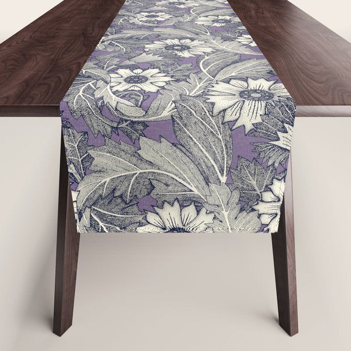 acanthus navy blue violet Table Runner Gallery Image 1