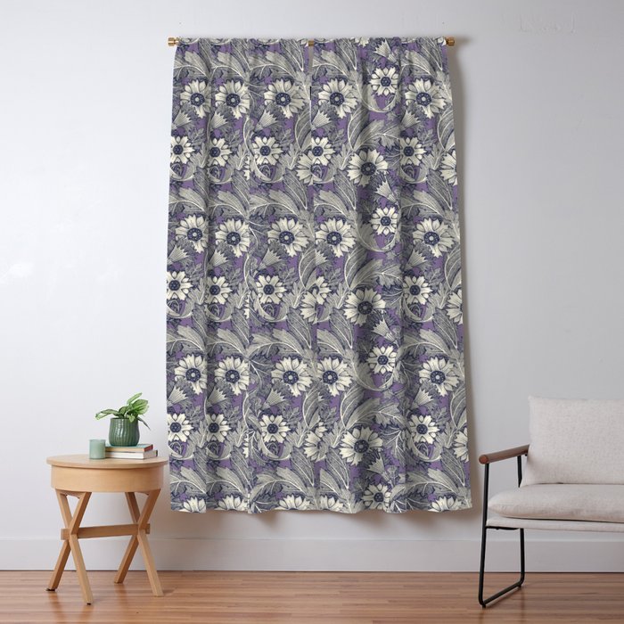 acanthus navy blue violet Window Curtain Gallery Image 5