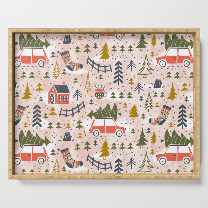 Home For The Holidays Blush Pink Christmas Serving Tray Gallery Image 1