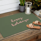 Happy Holidays Green & Pink Outdoor Rug Gallery Image 2