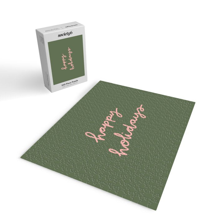 Happy Holidays Green & Pink Jigsaw Puzzle Gallery Image 2