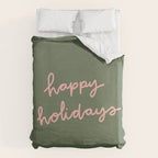 Happy Holidays Green & Pink Duvet Cover Gallery Image 6