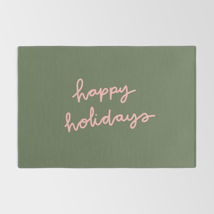 Happy Holidays Green & Pink Rug Gallery Image 2