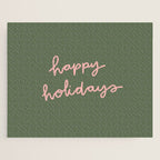 Happy Holidays Green & Pink Jigsaw Puzzle Gallery Image 1