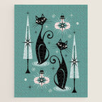 Mid Century Meow Atomic Kitty Christmas ©studioxtine Jigsaw Puzzle Gallery Image 1