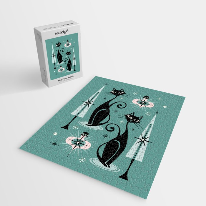 Mid Century Meow Atomic Kitty Christmas ©studioxtine Jigsaw Puzzle Gallery Image 2