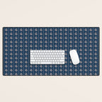 Vintage Cottage Flowers and Stripes Dark Blue and Taupe Pattern Desk Mat Gallery Image 1