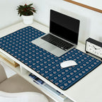 Vintage Cottage Flowers and Stripes Dark Blue and Taupe Pattern Desk Mat Gallery Image 2