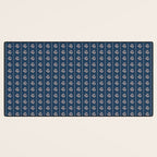 Vintage Cottage Flowers and Stripes Dark Blue and Taupe Pattern Desk Mat Gallery Image 3