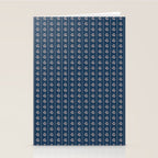 Vintage Cottage Flowers and Stripes Dark Blue and Taupe Pattern Stationery Card Gallery Image 2