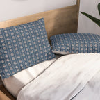 Vintage Cottage Flowers and Stripes Dark Blue and Taupe Pattern Pillow Sham Gallery Image 2
