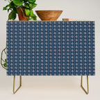 Vintage Cottage Flowers and Stripes Dark Blue and Taupe Pattern Credenza Gallery Image 1