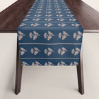 Vintage Cottage Flowers and Stripes Dark Blue and Taupe Pattern Table Runner Gallery Image 1