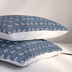 Vintage Cottage Flowers and Stripes Dark Blue and Taupe Pattern Pillow Sham Gallery Image 3