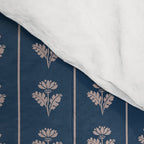 Vintage Cottage Flowers and Stripes Dark Blue and Taupe Pattern Comforter Gallery Image 4