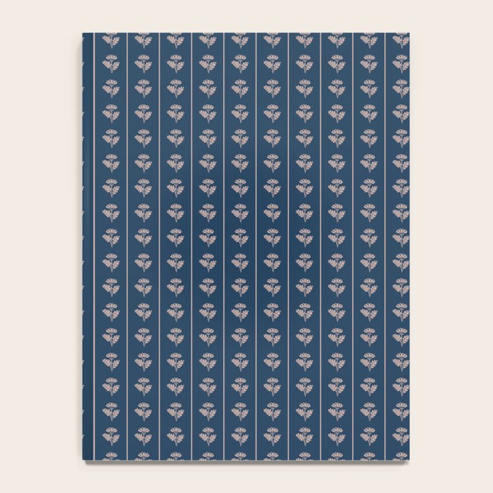 Vintage Cottage Flowers and Stripes Dark Blue and Taupe Pattern Notebook Gallery Image 4