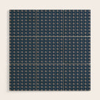 Vintage Cottage Flowers and Stripes Dark Blue and Taupe Pattern Wood Wall Art Gallery Image 1