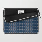 Vintage Cottage Flowers and Stripes Dark Blue and Taupe Pattern Laptop Sleeve Gallery Image 2