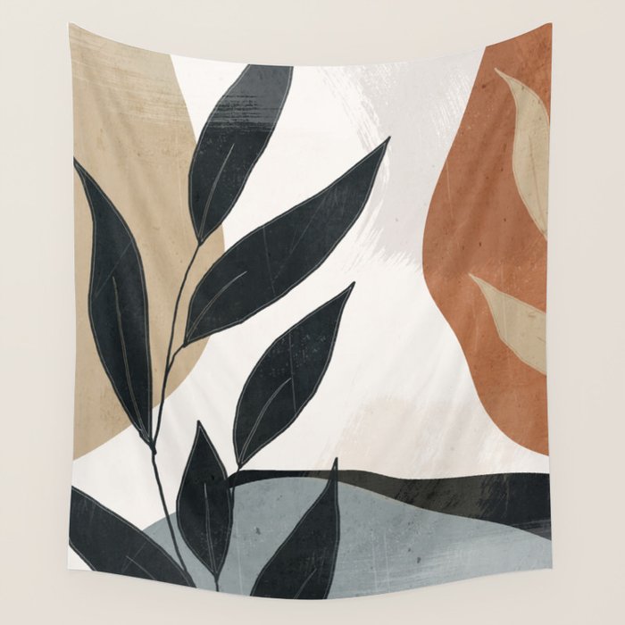 Abstract Art Tropical Leaves 5 Wall Tapestry Gallery Image 1