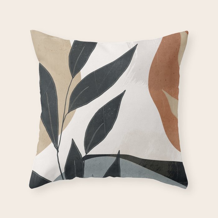 Abstract Art Tropical Leaves 5 Throw Pillow Gallery Image 1