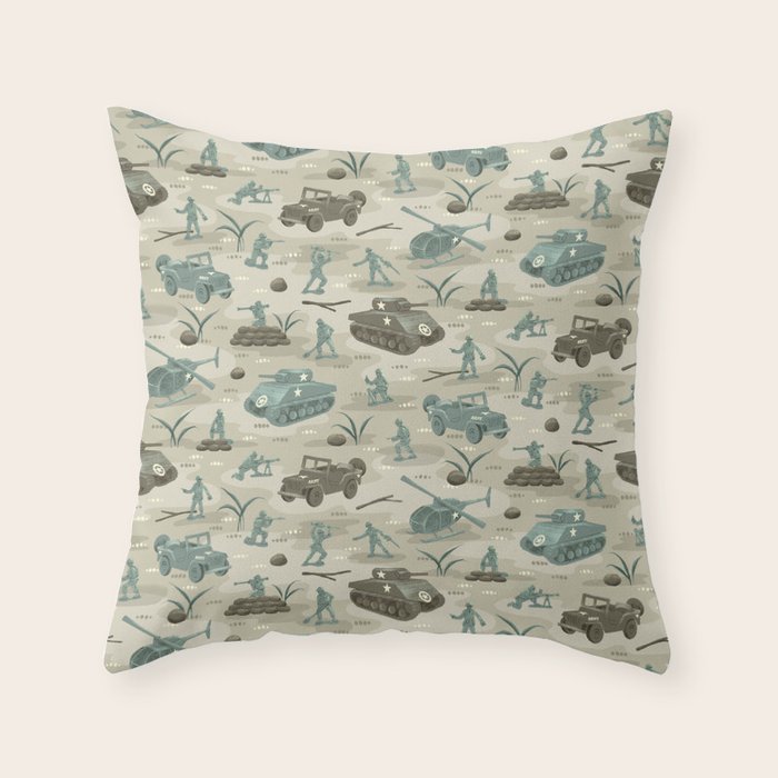 Little Green Toy Soldiers Throw Pillow Gallery Image 6