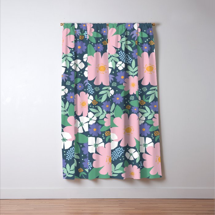 Pink and violet florals Window Curtain Gallery Image 3