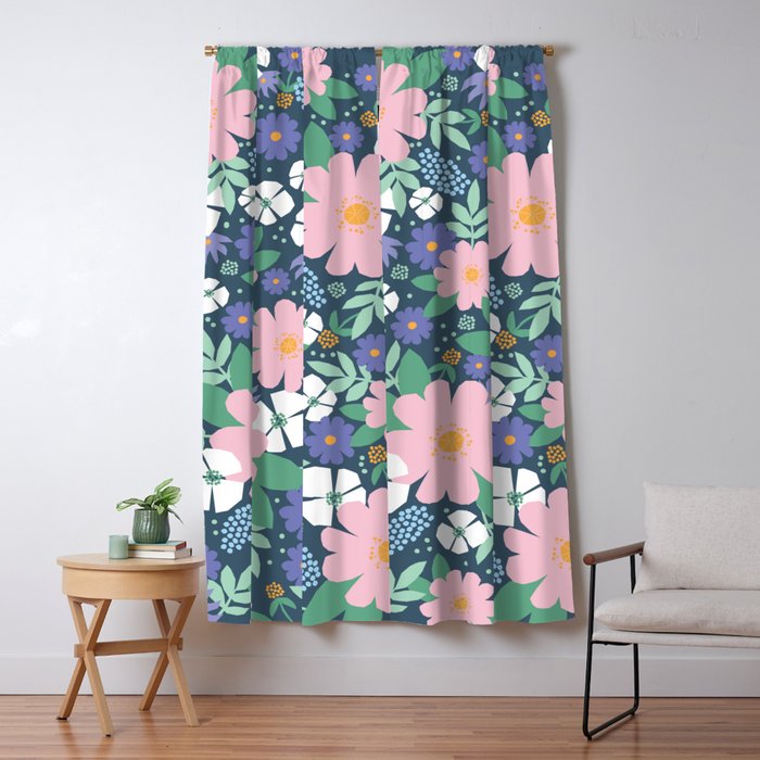 Pink and violet florals Window Curtain Gallery Image 1