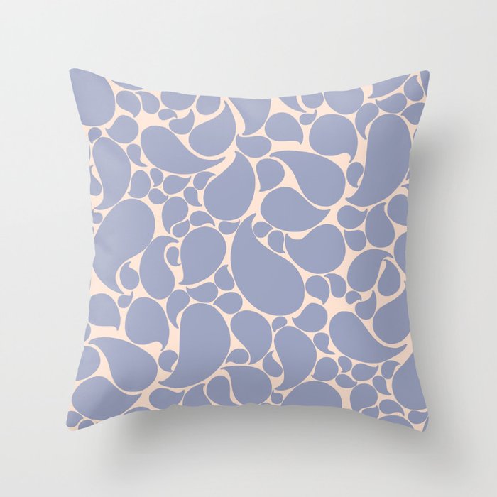 Blue Retro Inspired Paisley Swirl Pattern Throw Pillow Gallery Image 1