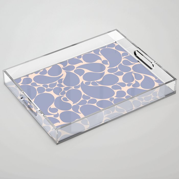 Blue Retro Inspired Paisley Swirl Pattern Acrylic Tray Gallery Image 1