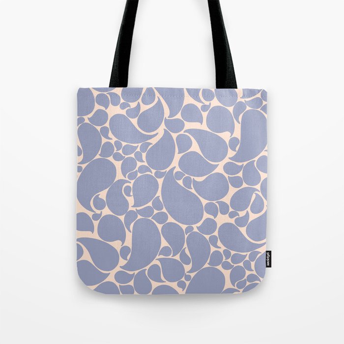 Blue Retro Inspired Paisley Swirl Pattern Tote Bag Gallery Image 1