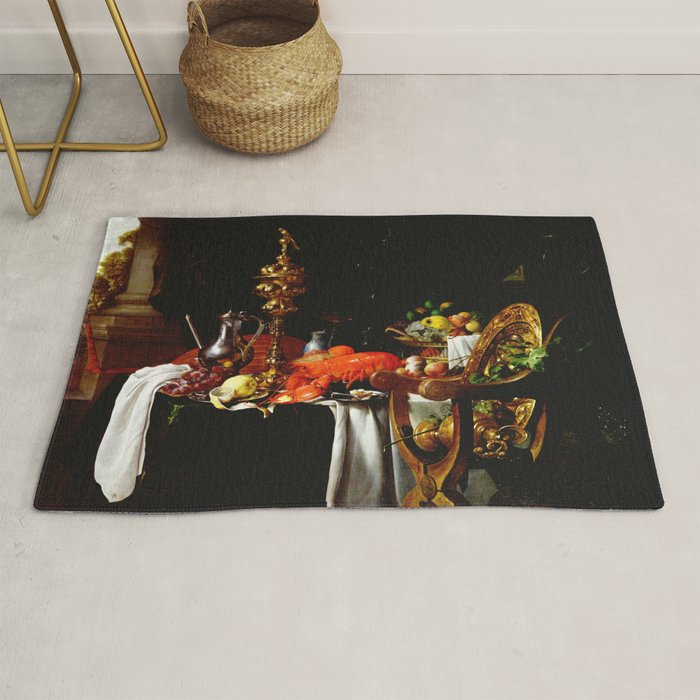 Jan Davidsz. de Heem Still Life With Lobster & Lemon Rug Gallery Image 1