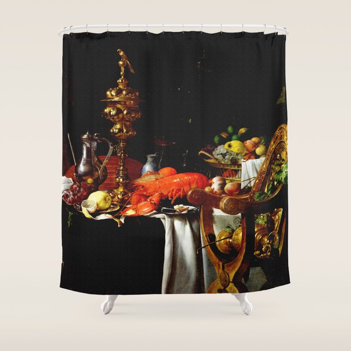 Jan Davidsz. de Heem Still Life With Lobster & Lemon Shower Curtain Gallery Image 1