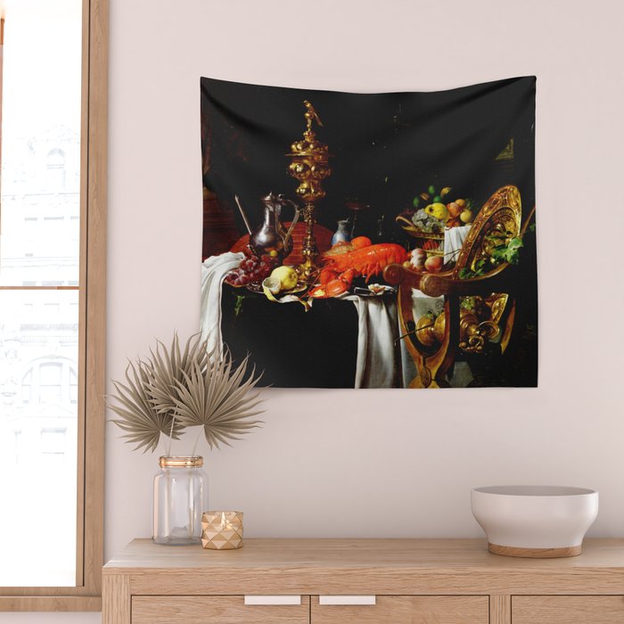 Jan Davidsz. de Heem Still Life With Lobster & Lemon Wall Tapestry Gallery Image 2