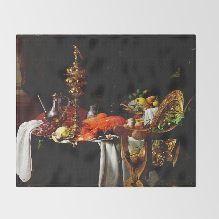 Jan Davidsz. de Heem Still Life With Lobster & Lemon Throw Blanket Gallery Image 2