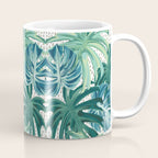 Tropical Palms, Green and Blue, Abstract Coffee Mug Gallery Image 1