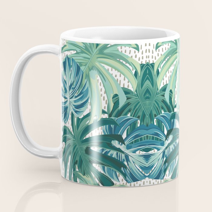 Tropical Palms, Green and Blue, Abstract Coffee Mug Gallery Image 3