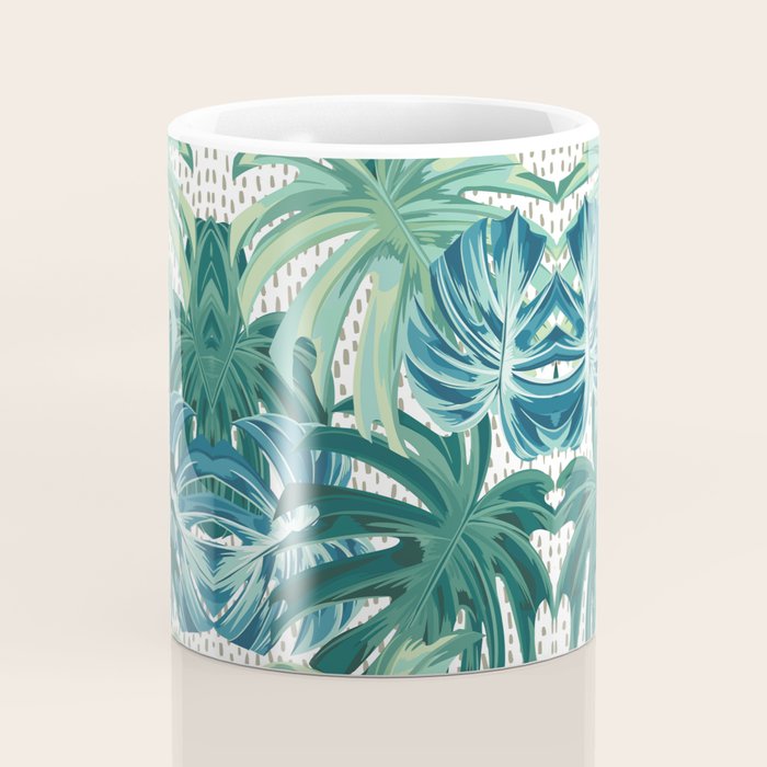 Tropical Palms, Green and Blue, Abstract Coffee Mug Gallery Image 4