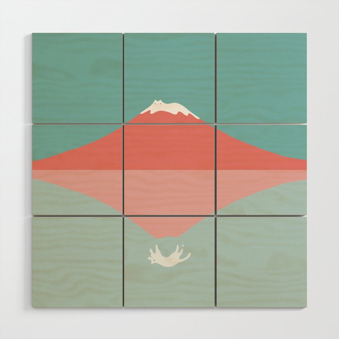 Cat Landscape 194: Reflection Wood Wall Art Gallery Image 1