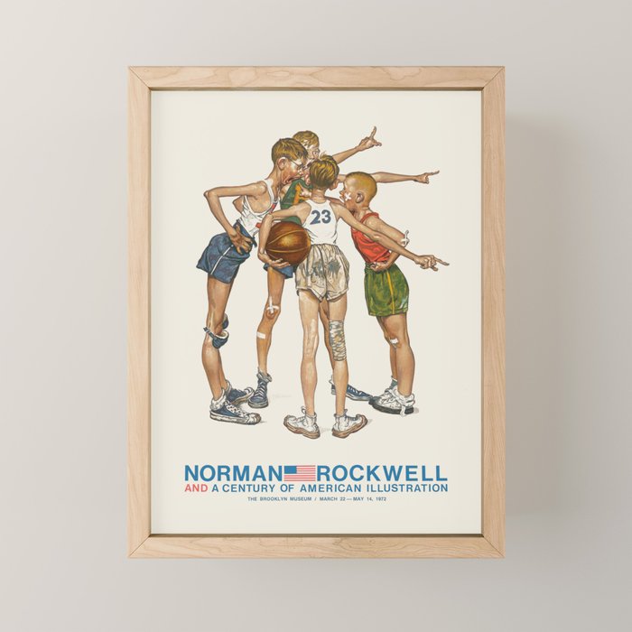 Norman Rockwell Art Exhibition Poster with Basketball illustration Mini Art Print Gallery Image 1