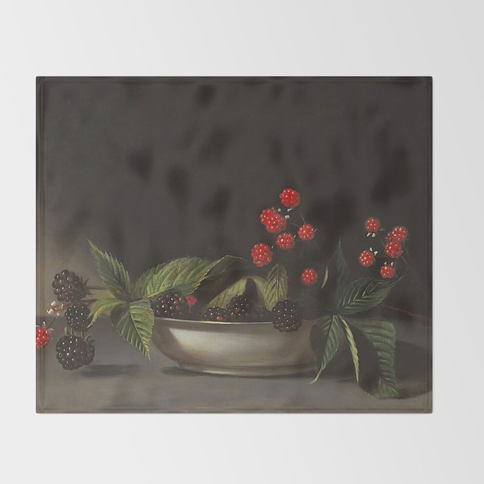 Blackberries - Raphaelle Peale - c.1813 Oil Paintig Throw Blanket Gallery Image 2