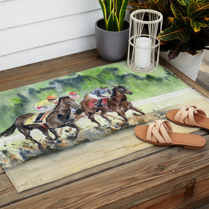 Horse Racing 2 Outdoor Rug Gallery Image 2