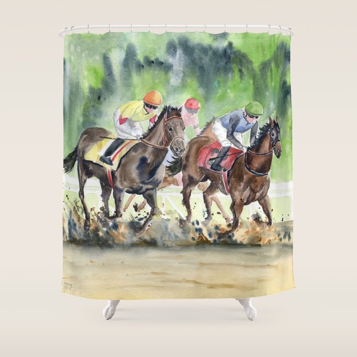 Horse Racing 2 Shower Curtain Gallery Image 1
