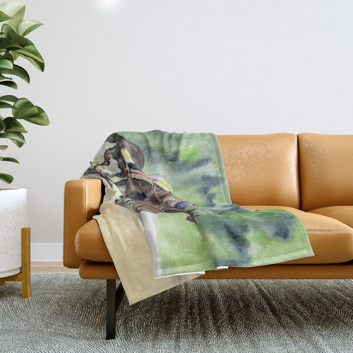 Horse Racing 2 Throw Blanket Gallery Image 1