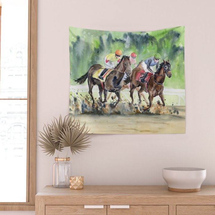 Horse Racing 2 Wall Tapestry Gallery Image 2