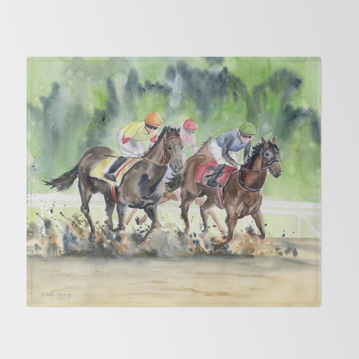 Horse Racing 2 Throw Blanket Gallery Image 2