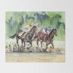 Horse Racing 2 Throw Blanket Gallery Image 2