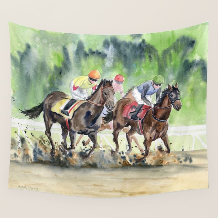 Horse Racing 2 Wall Tapestry Gallery Image 1