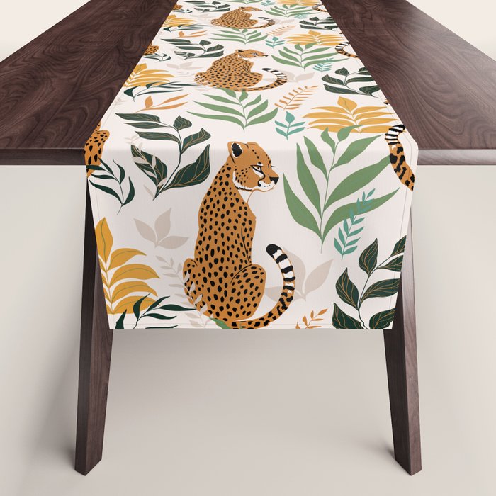 Spring Cheetah Pattern I - Green and Yellow Table Runner Gallery Image 1