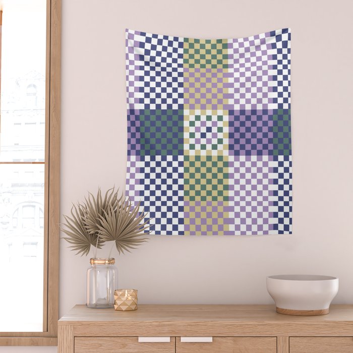 Bold colors block grid C Wall Tapestry Gallery Image 2
